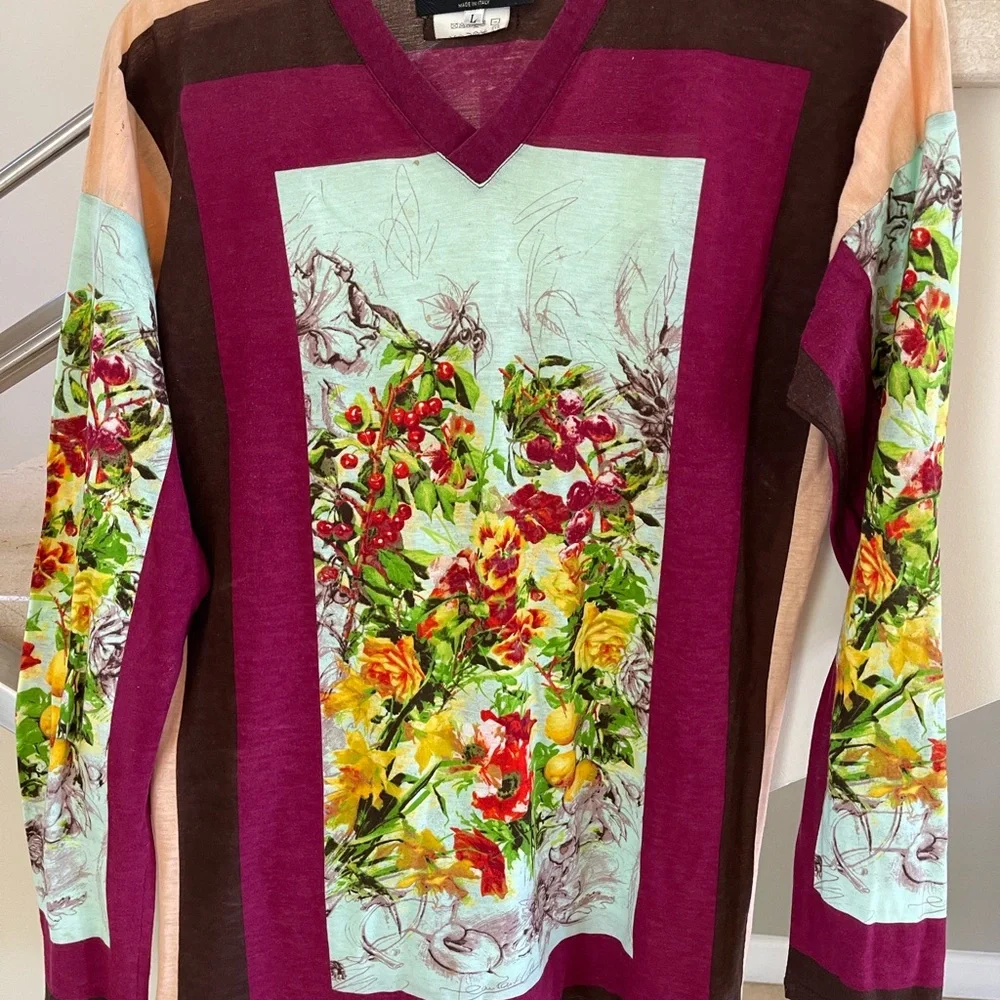 VINTAGE JPG Multicolor V-neck top - Picture 5 of 12